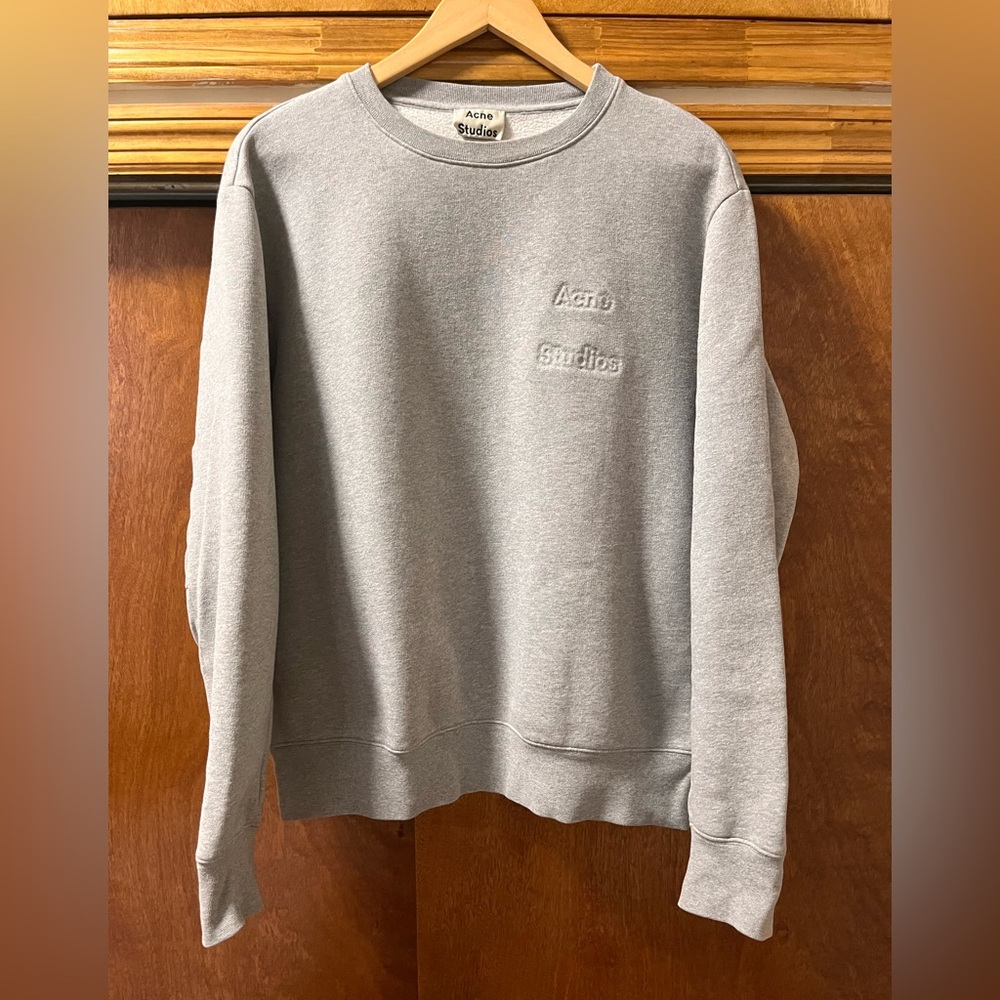 Acne Studios Corben Grey Melange debossed logo crewneck sweatshirt